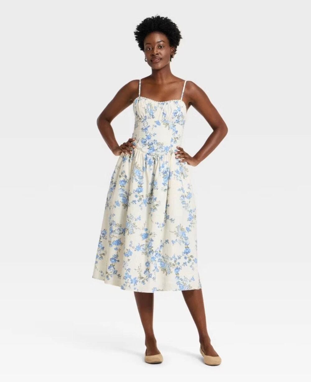 White Floral Cottagecore dress size S